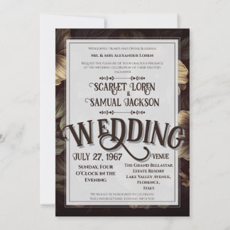 Invitación Boda de lujo elegante clásico retro oscuro