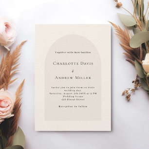 Invitación Boda de lujo elegante y sencillo en estilo beige