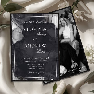 Invitación Boda de lujo en blanco y negro con dinero antiguo