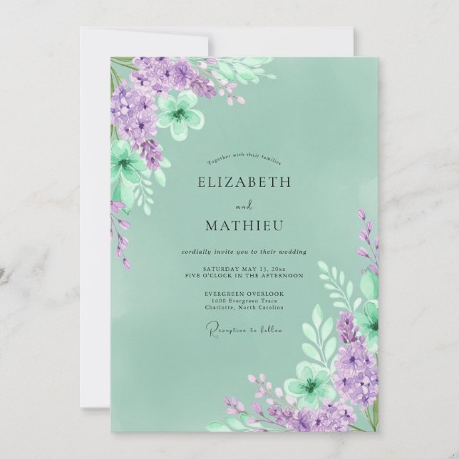 Invitación Boda de lujo en bosque verde esmeralda (Anverso)