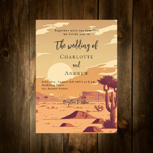 Invitación Boda de lujo en el paisaje del desierto retro terr