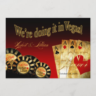 Invitación Boda de Lujo en Las Vegas rojo negro dorado
