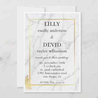 Invitación Boda de lujo en mármol dorado cálido