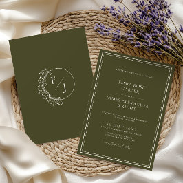 Invitación Boda de lujo en verde oliva antiguo dinero elegant
