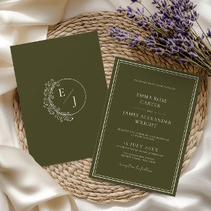 Invitación Boda de lujo en verde oliva con dinero antiguo