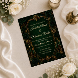 Invitación Boda de Lujo Esmeralda Encantada de Otoño