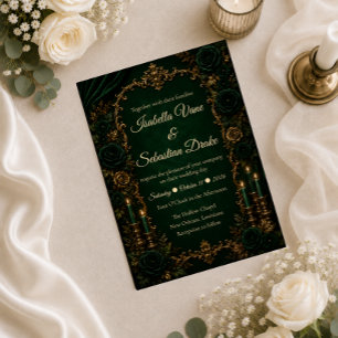 Invitación Boda de Lujo Esmeralda Encantada de Otoño