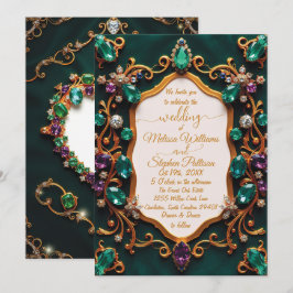 Invitación Boda de lujo Esmeralda y Sapphire