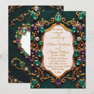Invitación Boda de lujo Esmeralda y Sapphire