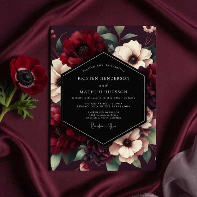 Invitación Boda de Lujo Flor de Borgoña (Subido por el creador)