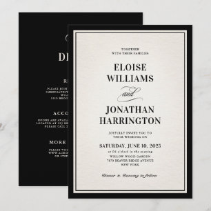 Invitación Boda de lujo formal negra moderna con dinero antig