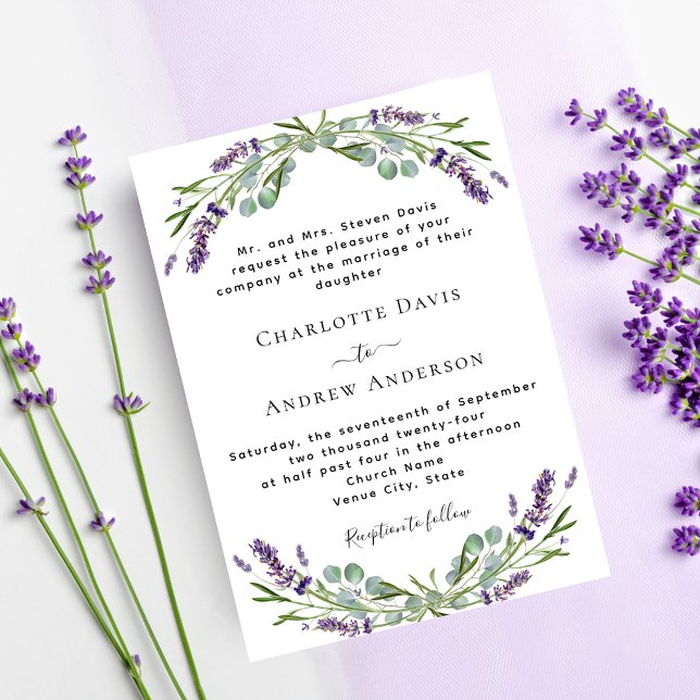 Invitación Boda de lujo formal y violeta Lavender (Subido por el creador)