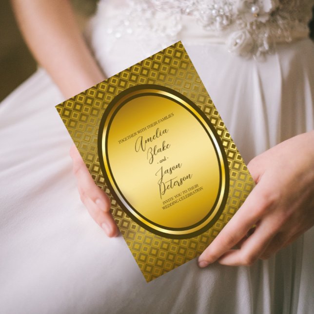 Invitación Boda de lujo marco ovalado de oro (Subido por el creador)