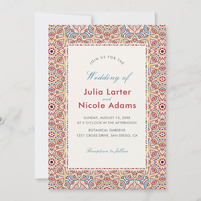 Invitación Boda de lujo metálico Glittering Geométrico (Anverso)