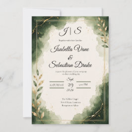 Invitación Boda de lujo minimalista esmeralda elegante