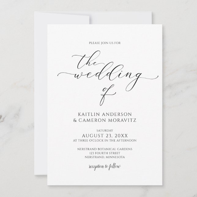 Invitación Boda de Lujo Moderno Elegante Caligrafía Script (Anverso)