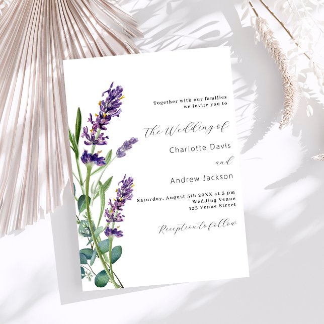 Invitación Boda de lujo morado de lavanda (Subido por el creador)