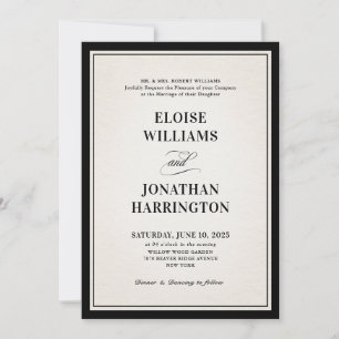 Invitación Boda de lujo negro chic formal moderno dinero anti
