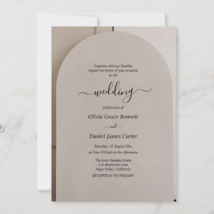 Invitación Boda de Lujo Neutral con Forma de Arco