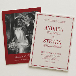 Invitación Boda de lujo ópera rojo profundo 