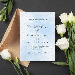Invitación Boda de lujo purpurina azul claro