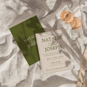 Invitación Boda de lujo retro de dinero antiguo verde oliva e