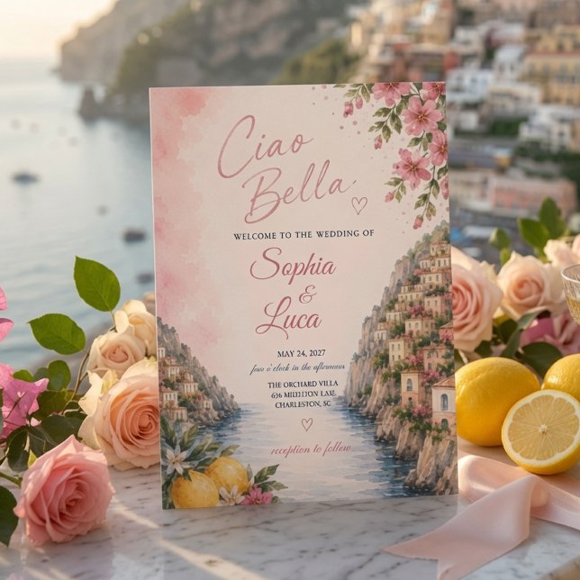 Invitación Boda de Lujo Rosa Ciao Bella Positano (Subido por el creador)