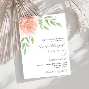 Invitación boda de lujo Rosa florals de oro verde