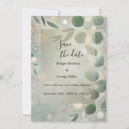 Invitación boda de lujo Sage Green Eucalyptus a salvo la fech