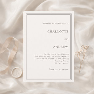 Invitación Boda de lujo silencioso elegante simple marfil tau