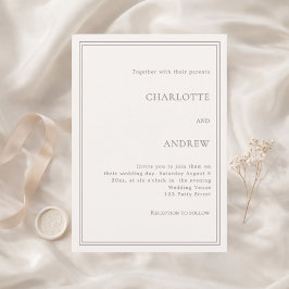 Invitación Boda de lujo silencioso elegante simple marfil tau
