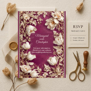 Invitación Boda de Lujo Tulipán Dorado Opulento Barroco de Mo