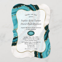 Boda de lujo Turquoise Watercolor Agate Pearls