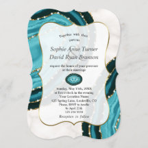 Boda de lujo Turquoise Watercolor Agate Pearls