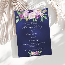 Invitación Boda de lujo violeta morado violeta azul marino