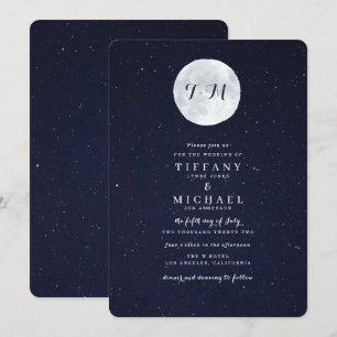 Invitación Boda de Luna Celeste y Cielo Estrellado