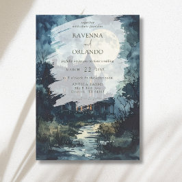 Invitación Boda de Luna de Castillo Gótico de Halloween