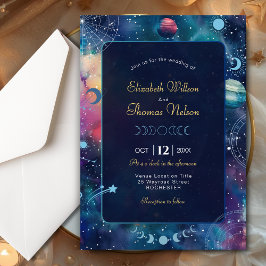 Invitación boda de luna de medianoche celestial