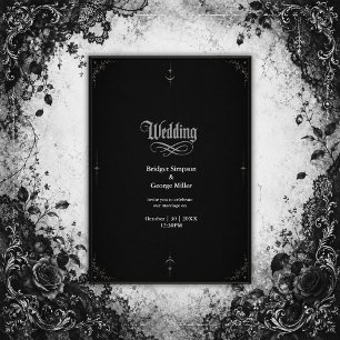Invitación boda de luna estrella minimalista gótica negra