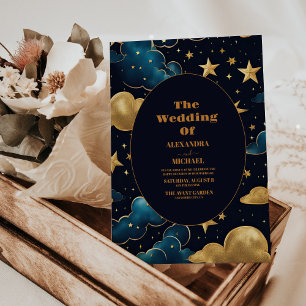 Invitación Boda de Luna Estrellas Celestiales