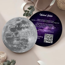 Boda de Luna Llena con Código QR de Galaxia Modern