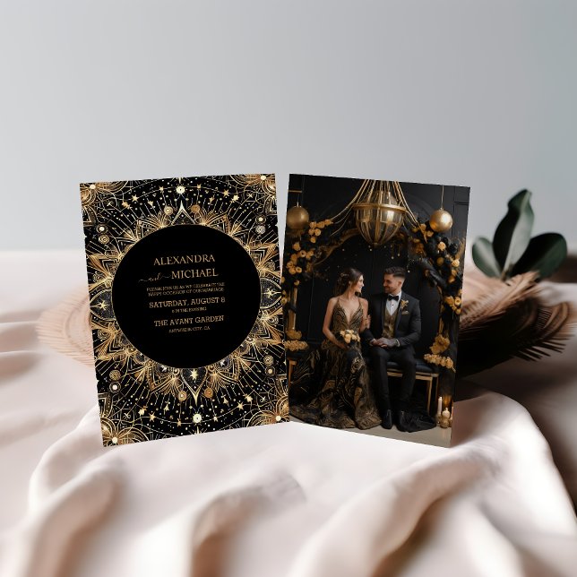 Invitación Boda de Luna Negra Celestial Foto (Subido por el creador)