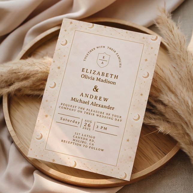 Invitación Boda de Luna y Estrellas Celestiales (Subido por el creador)