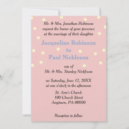 Invitación Boda de lunares azules crema rosa