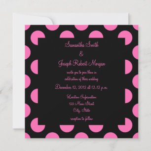 Invitación Boda de lunares negros y rosados