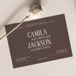 Invitación Boda de Luxe Chocolate Marrón Dinero Antiguo 