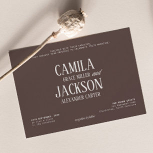 Invitación Boda de Luxe Chocolate Marrón Dinero Antiguo