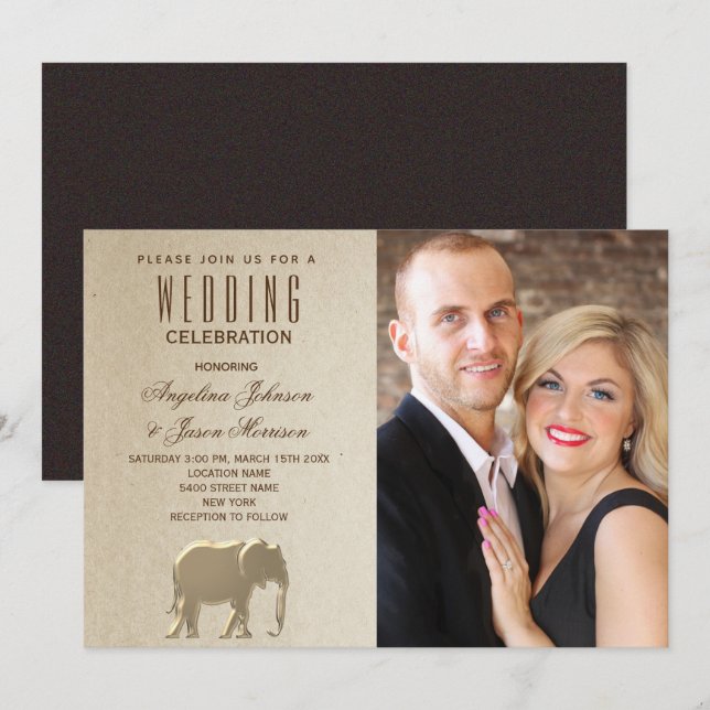 Invitación Boda de Luxury Gold Photo (Anverso / Reverso)