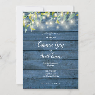 Invitación Boda de luz de cadena Eucalyptus de Madera Rusa Az
