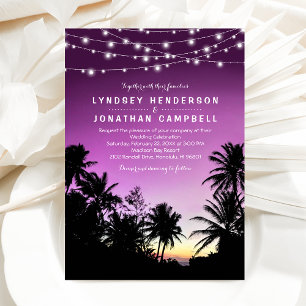 Invitación Boda de luz violeta de la Palm Tree Beach